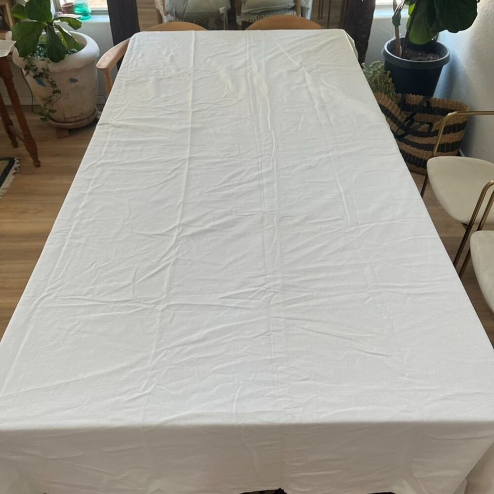 White 100% Linen Duvet Cover Wood Buttons 105" x 86"
